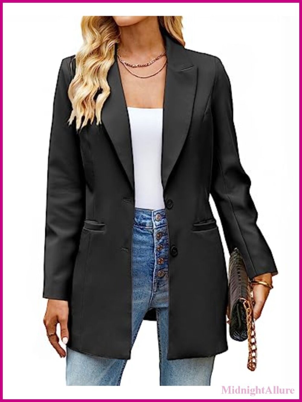 Womens Long Blazer Jacket Business Casual Professional Office Outfit